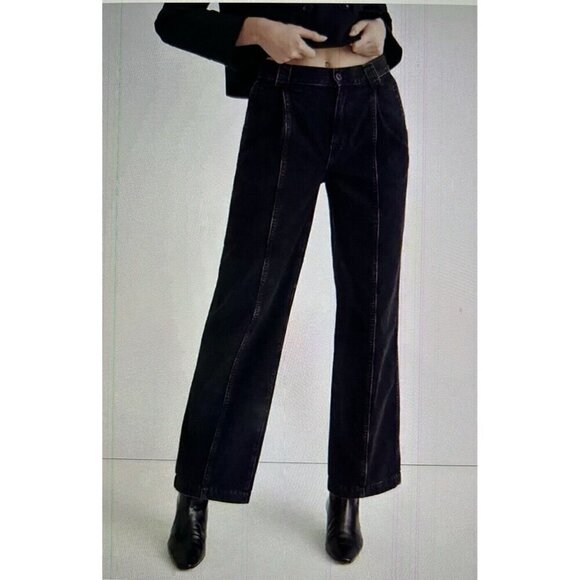 Madewell Trouser The Perfect Wide Leg Jean Seam Edition Black Naylor Wash Sz 30 - Picture 1 of 16